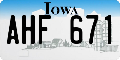IA license plate AHF671
