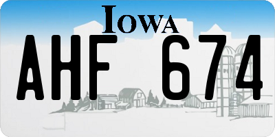 IA license plate AHF674