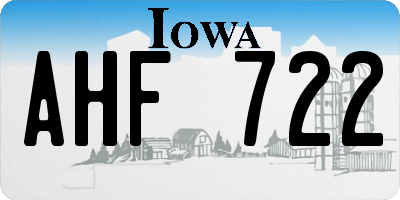IA license plate AHF722