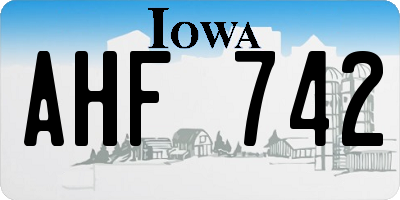 IA license plate AHF742