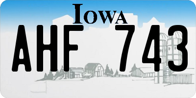IA license plate AHF743