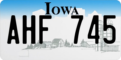 IA license plate AHF745