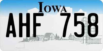 IA license plate AHF758