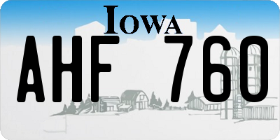 IA license plate AHF760