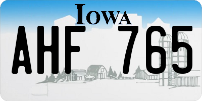 IA license plate AHF765