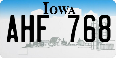 IA license plate AHF768