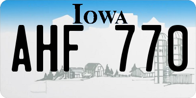IA license plate AHF770