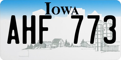IA license plate AHF773
