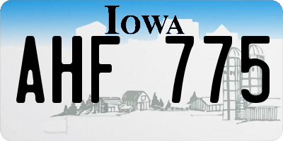 IA license plate AHF775