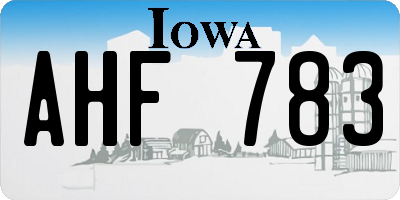 IA license plate AHF783