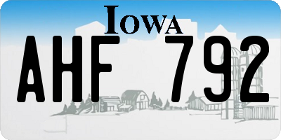IA license plate AHF792