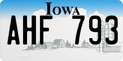 IA license plate AHF793