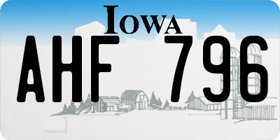IA license plate AHF796