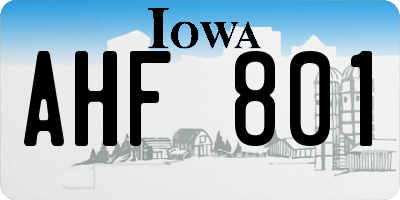IA license plate AHF801