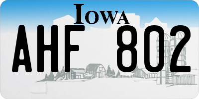 IA license plate AHF802