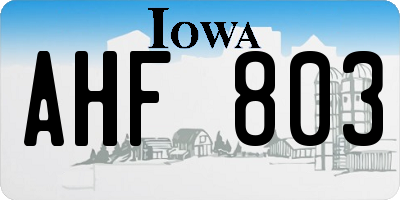 IA license plate AHF803