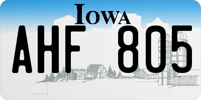 IA license plate AHF805