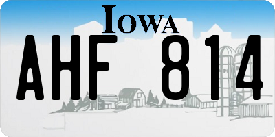 IA license plate AHF814