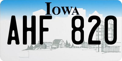IA license plate AHF820