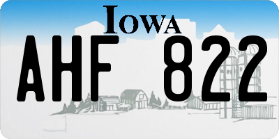 IA license plate AHF822