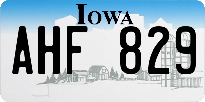 IA license plate AHF829