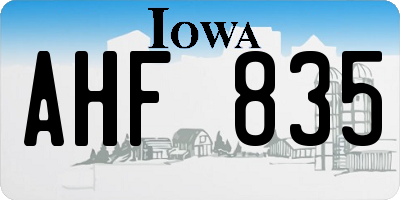 IA license plate AHF835