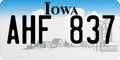 IA license plate AHF837