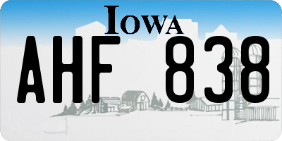 IA license plate AHF838