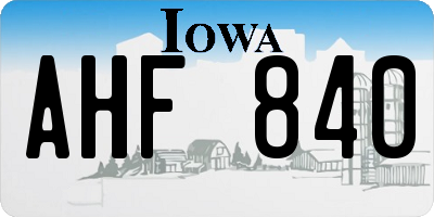 IA license plate AHF840