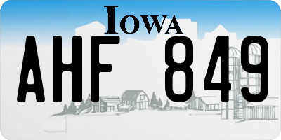 IA license plate AHF849