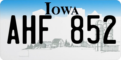 IA license plate AHF852
