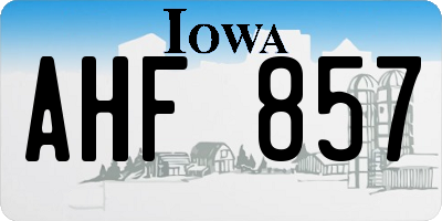 IA license plate AHF857