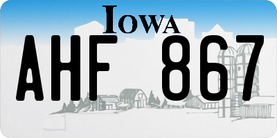 IA license plate AHF867