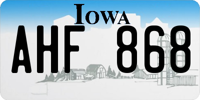 IA license plate AHF868