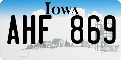 IA license plate AHF869