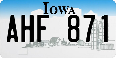 IA license plate AHF871