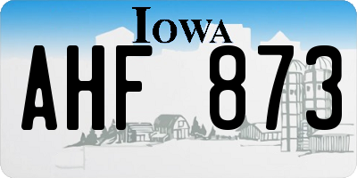 IA license plate AHF873