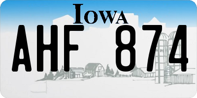 IA license plate AHF874
