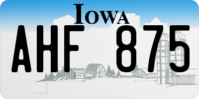 IA license plate AHF875