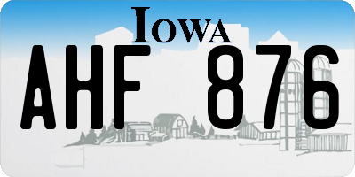 IA license plate AHF876