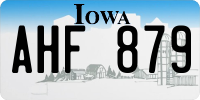 IA license plate AHF879