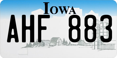 IA license plate AHF883