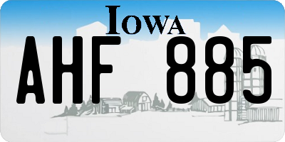 IA license plate AHF885