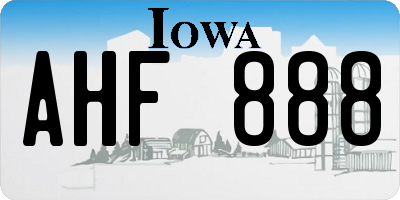 IA license plate AHF888