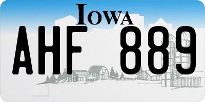 IA license plate AHF889
