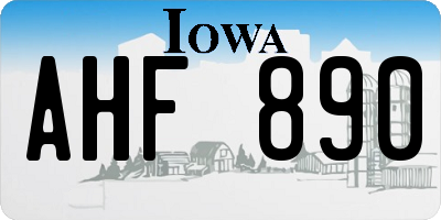IA license plate AHF890