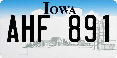 IA license plate AHF891