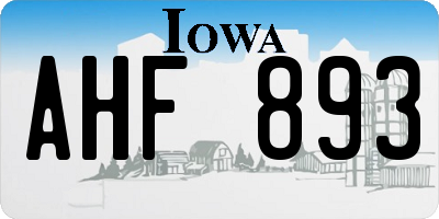 IA license plate AHF893