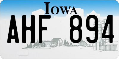 IA license plate AHF894