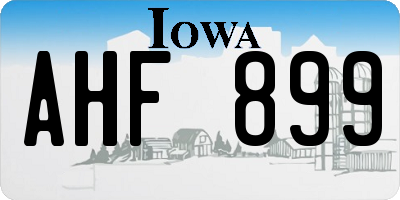 IA license plate AHF899